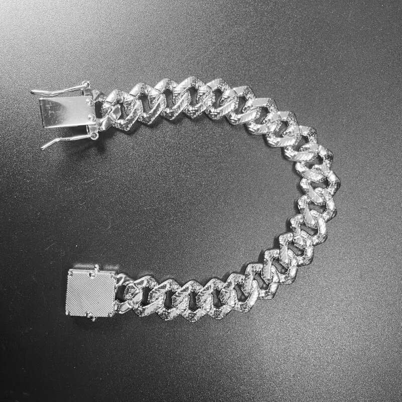 Source Manufacturer High-Quality Zinc Alloy 14MM Diamond Cuban Chain Necklace Bracelet Hip-Hop Unisex Jewelry Wholesale