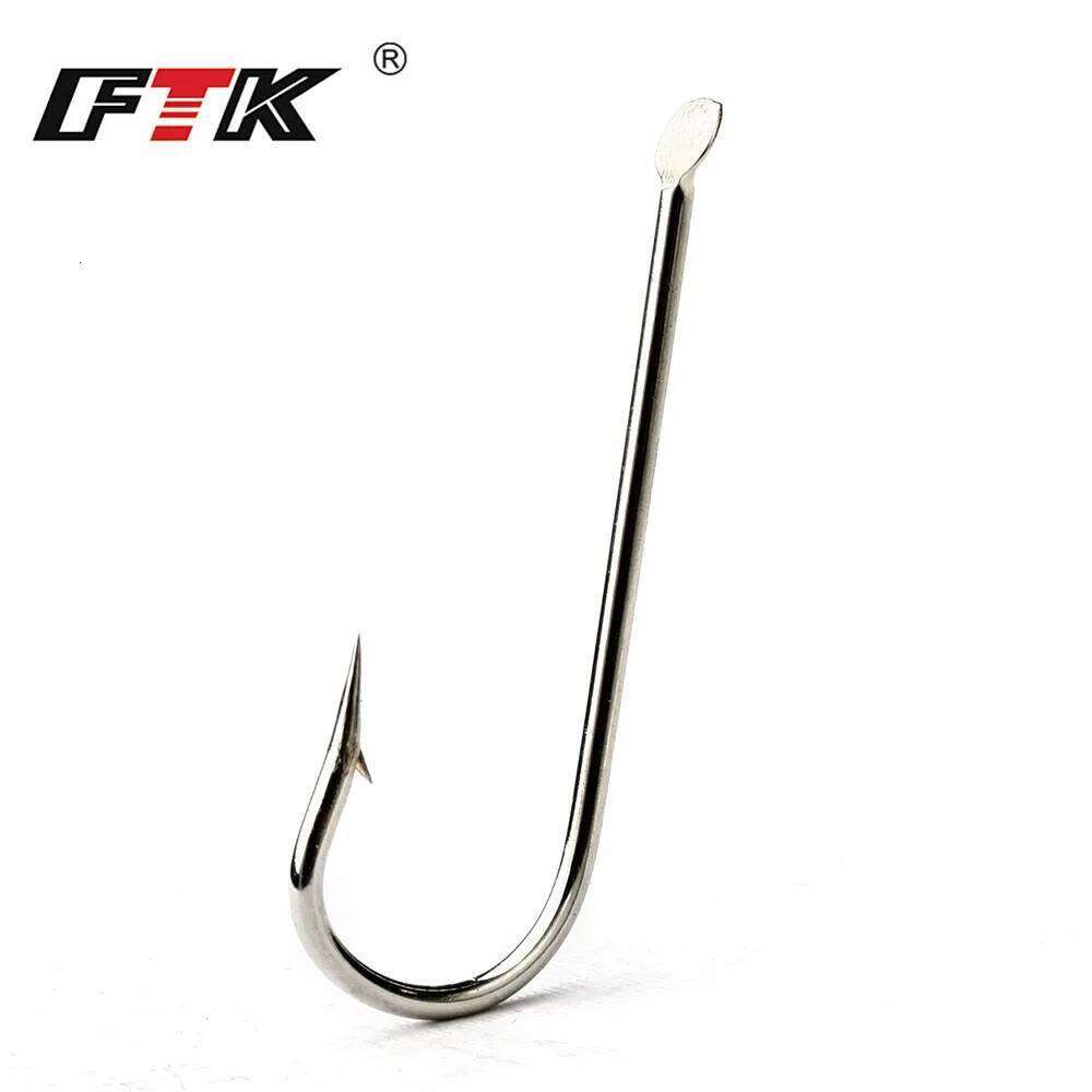 FTK- Long Handled Flat Fishhook High Carbon Steel Iseni Marushi 100Pcs Double-back Thorn Barbed Eel Hook for Fishing Accessories S260305