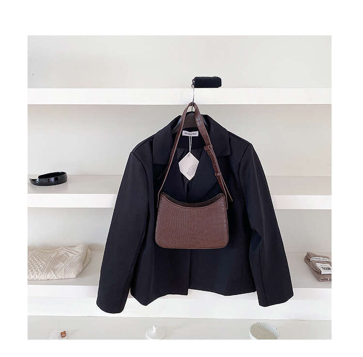 Women's High-End New 2026 Fashion Trend Single Shoulder Small Square Crocodile Pattern Ladies Handbag Underarm Bag