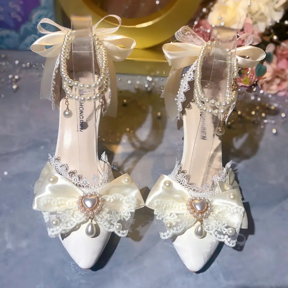 White Bridal Shoe Wedding Shoes for Women Mary Jane Elegant Woman Heeled Shoes Heels Y2k Style Shoes 260306