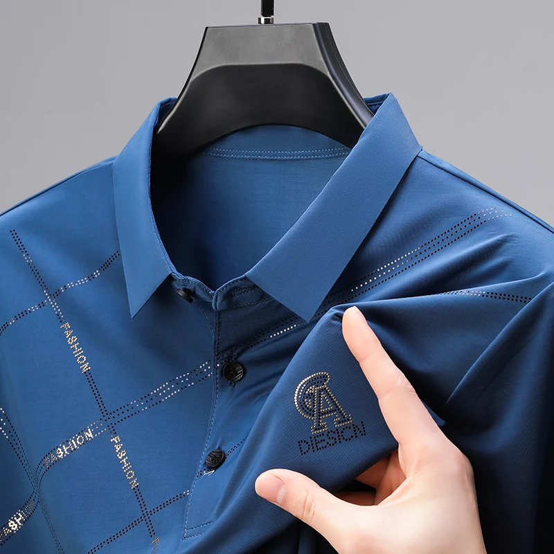 High Quality Ice Silk ventilate Short Sleeve polo shirt Mens Top Summer Embroidery Casual Business Paul T-shirt 260304