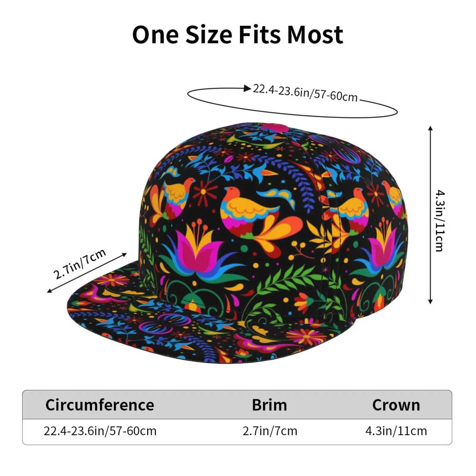 Mexican Flowers Printed Flat Brimmed Hat Street Skateboarding Hip Hop Hat Outdoor Leisure Sunshade Baseball Hat Universal S260306