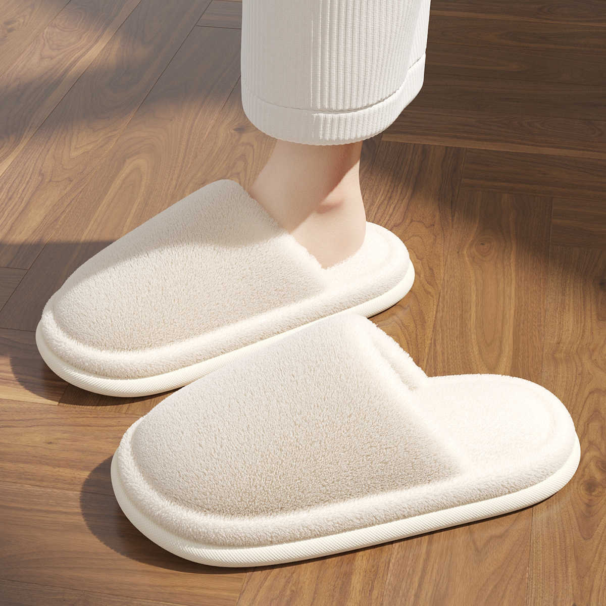 Womens cotton slippers for autumn and winter 2025 new indoor home silent non-slip warm plush slippers for men S260305