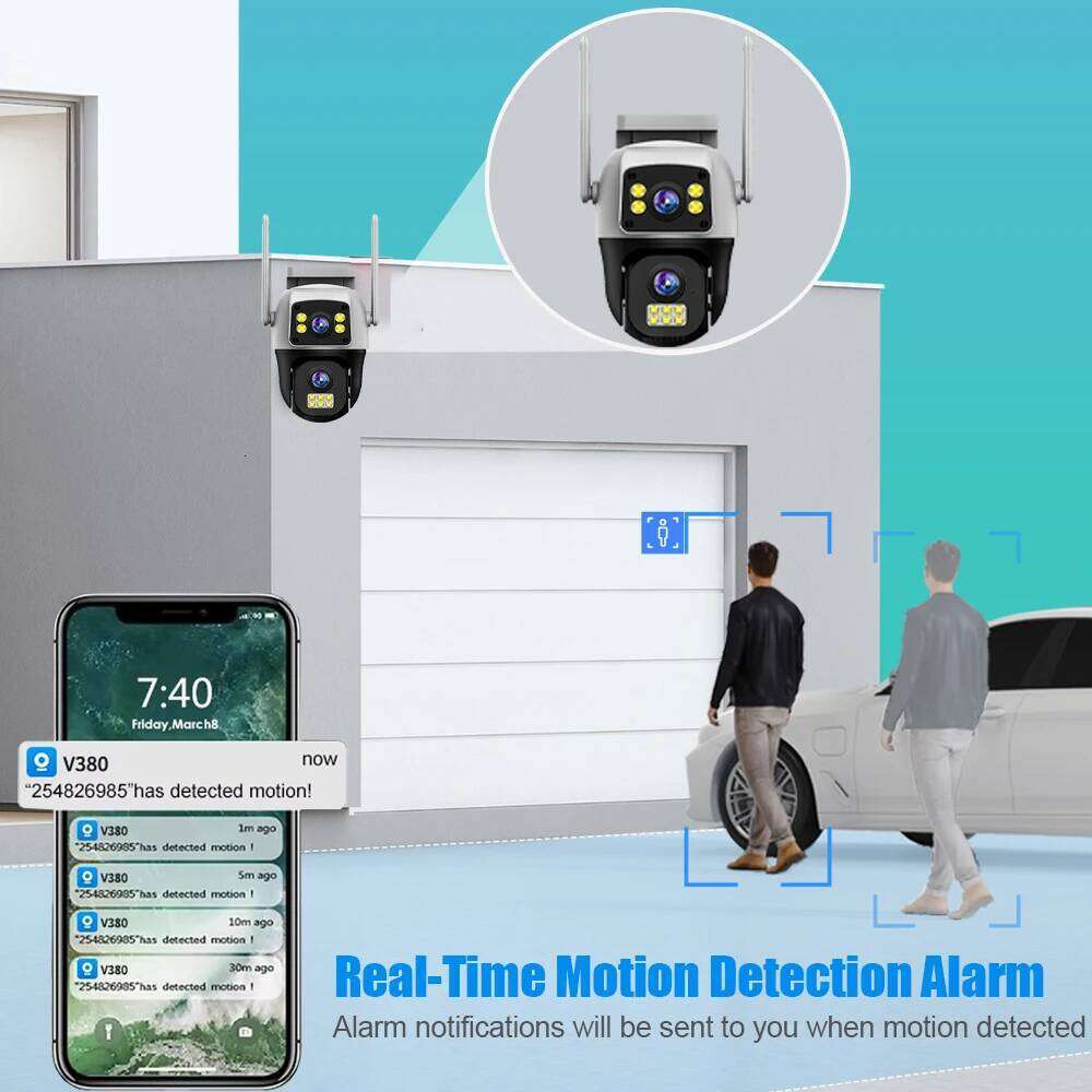 RDV V380 Pro 8MP WIFI/4G PTZ Outdoor Screen AI Human Detection Dual Lenses Security Protection IP Camera Two-way Audio 26W0306