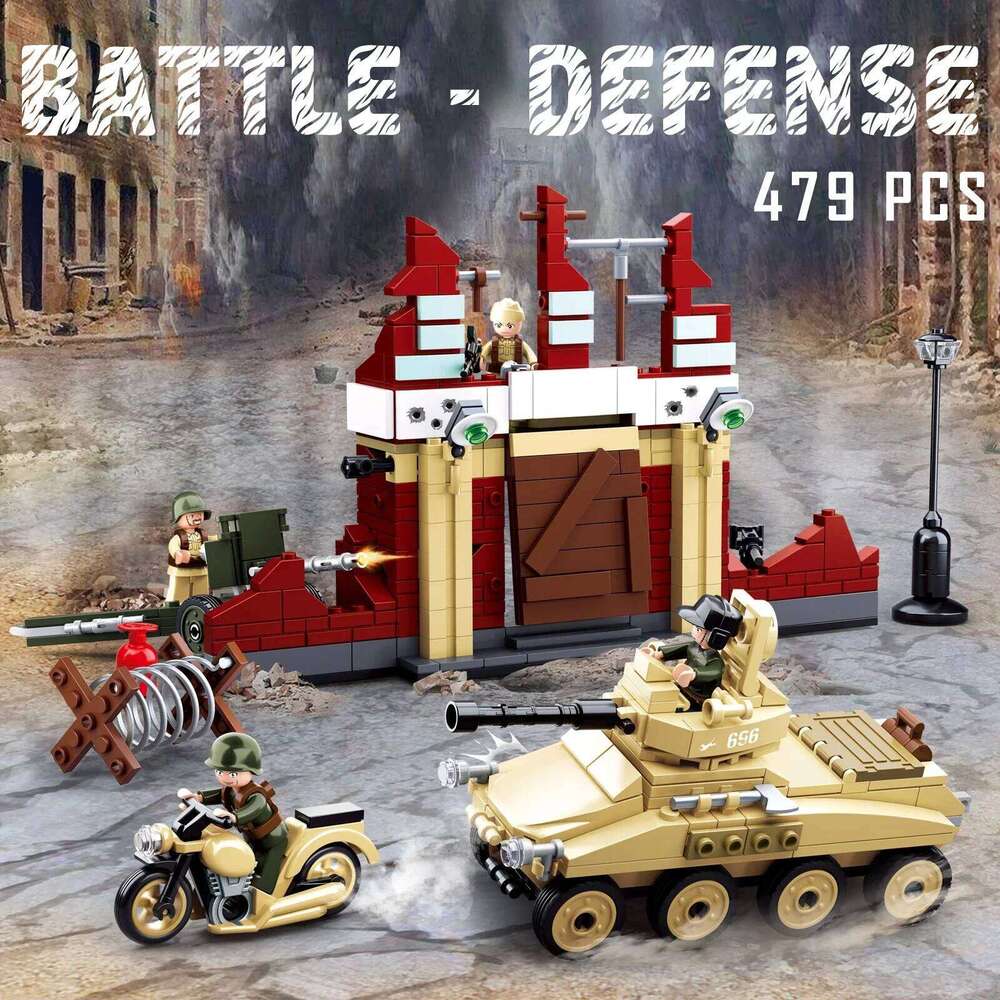 479PCS Military WW2 Tank Fortress Building Blocks Set Mortar Motorcycle Model Bricks Desktop Display Toys For Kids Holiday Gifts Z260305