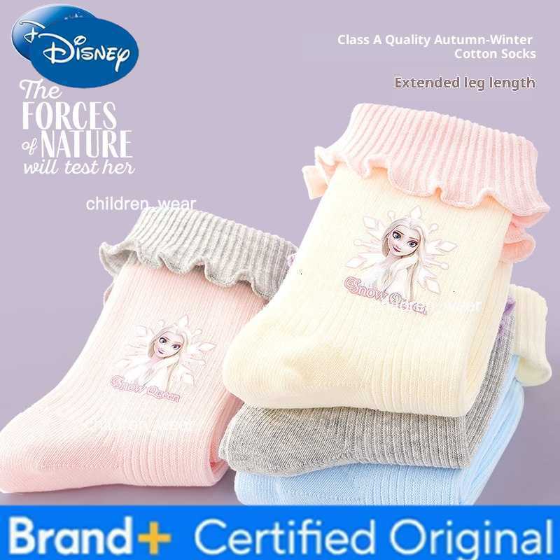 Disney Girl Socks Autumn/Winter Lace Short Socks Elsa Princess A-Class Cartoon ChildrenS Cute Warm Cotton Socks H260306