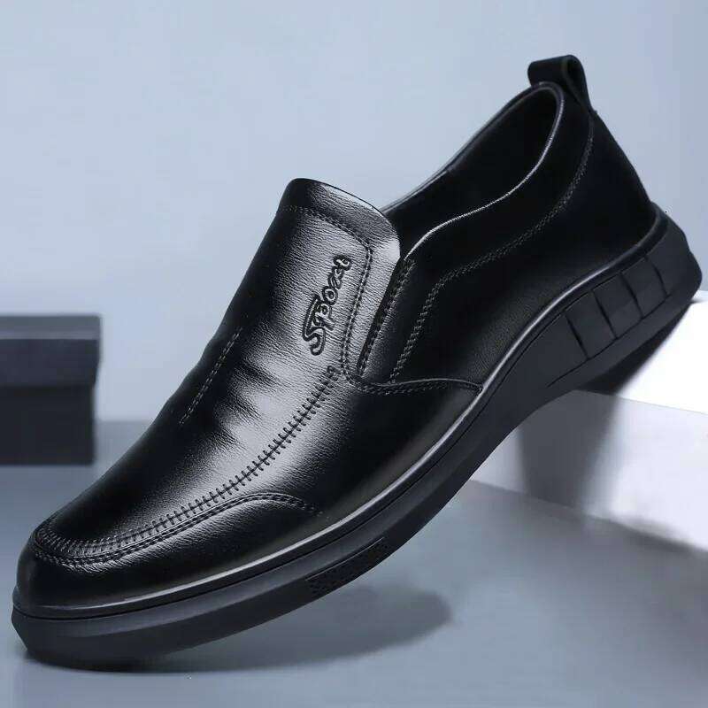 2024 Autumn Men New Shoes British style outdoor casual Leather shoes Fashion antislip soft soled male shoe Business Comfort Flat