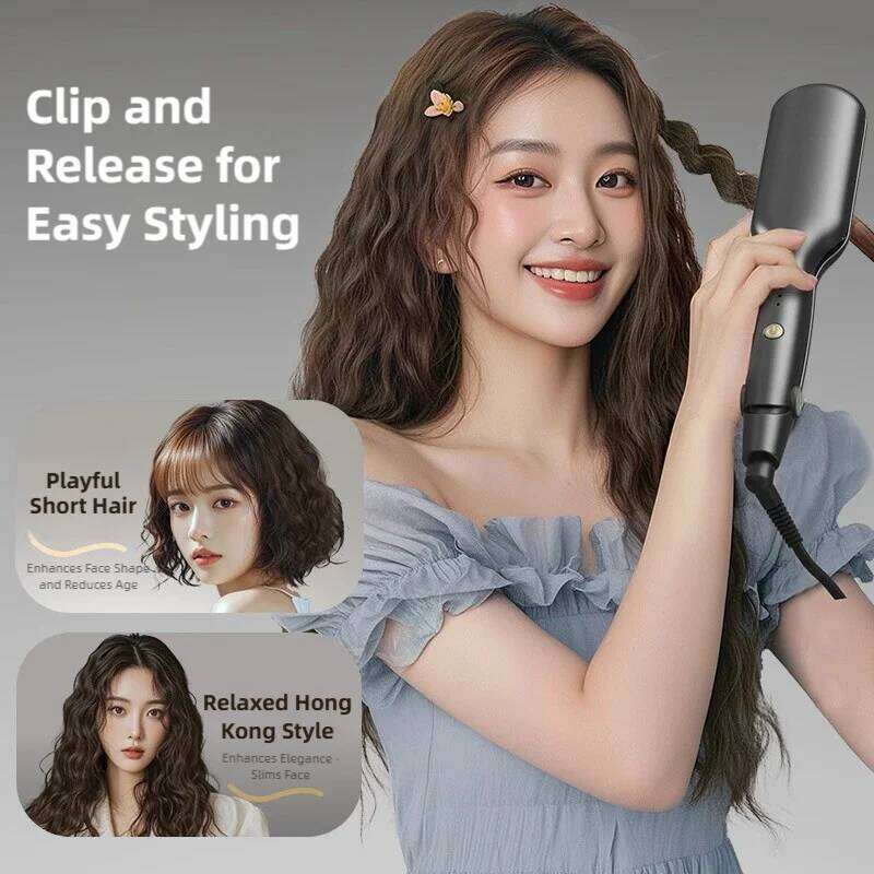 TINSOL 10MM Roll V-Shaped French Wool Curling Iron Rapid Heating 5-Speed Temperature Control Wave Curler 26Y0306