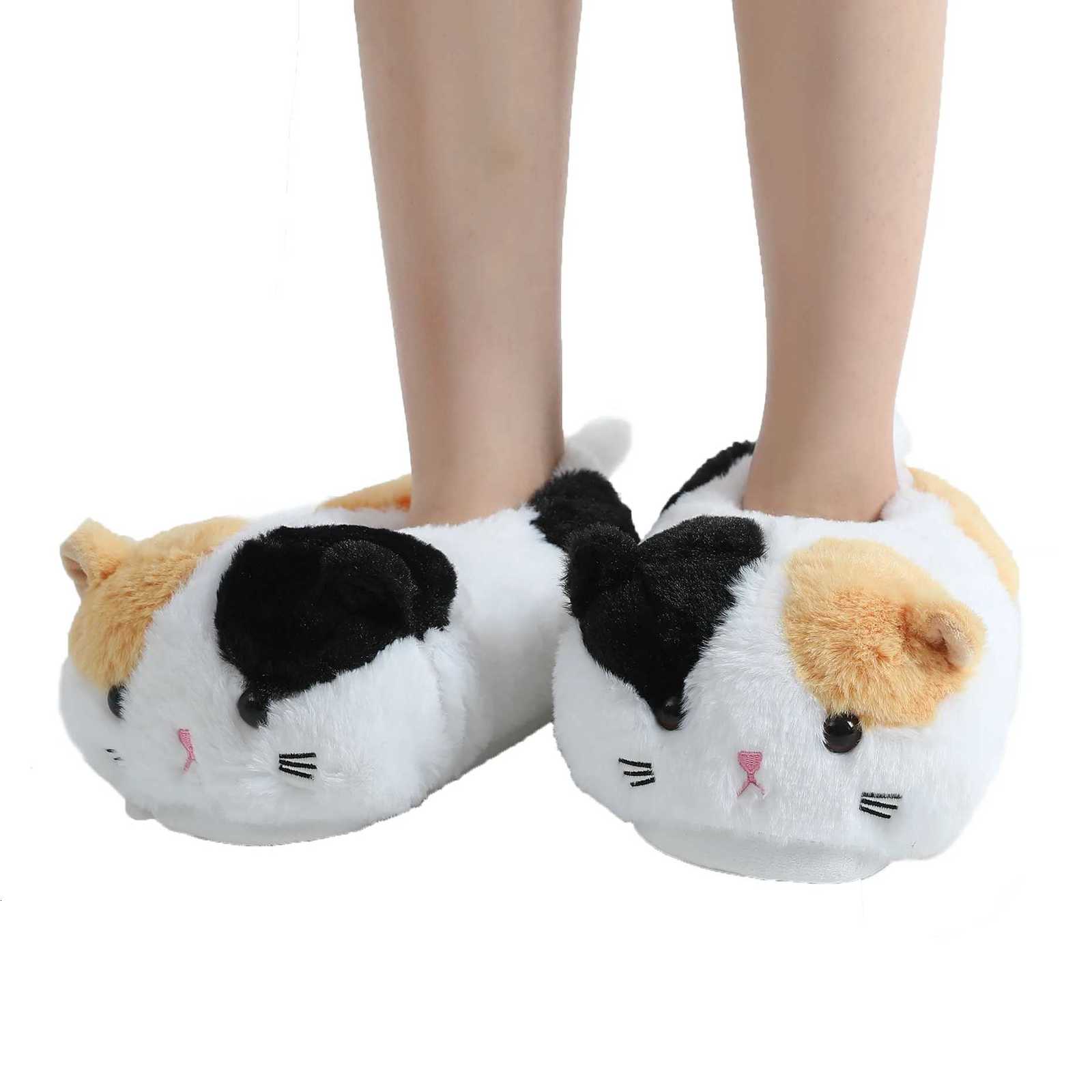 1pc white black cat slippers animal home shoes Millffy indoor fashion women Breathable comfortable home soft slippers S260305