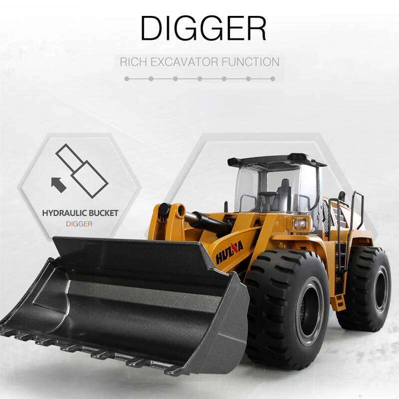 HUINA 1583 1/14 22 Channel Alloy Remote Control Loader Car Simulation Bulldozer Engineering Vehicle Toys for Children Kids Gifts C260305