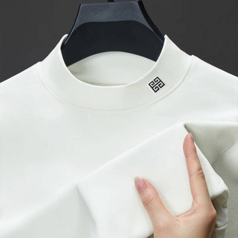 Hot Selling High-Quality Men's Double-Sided Velvet Sweatshirt O-Neck Elastic Soft Print Base Autumn Winter Versatile Menswear