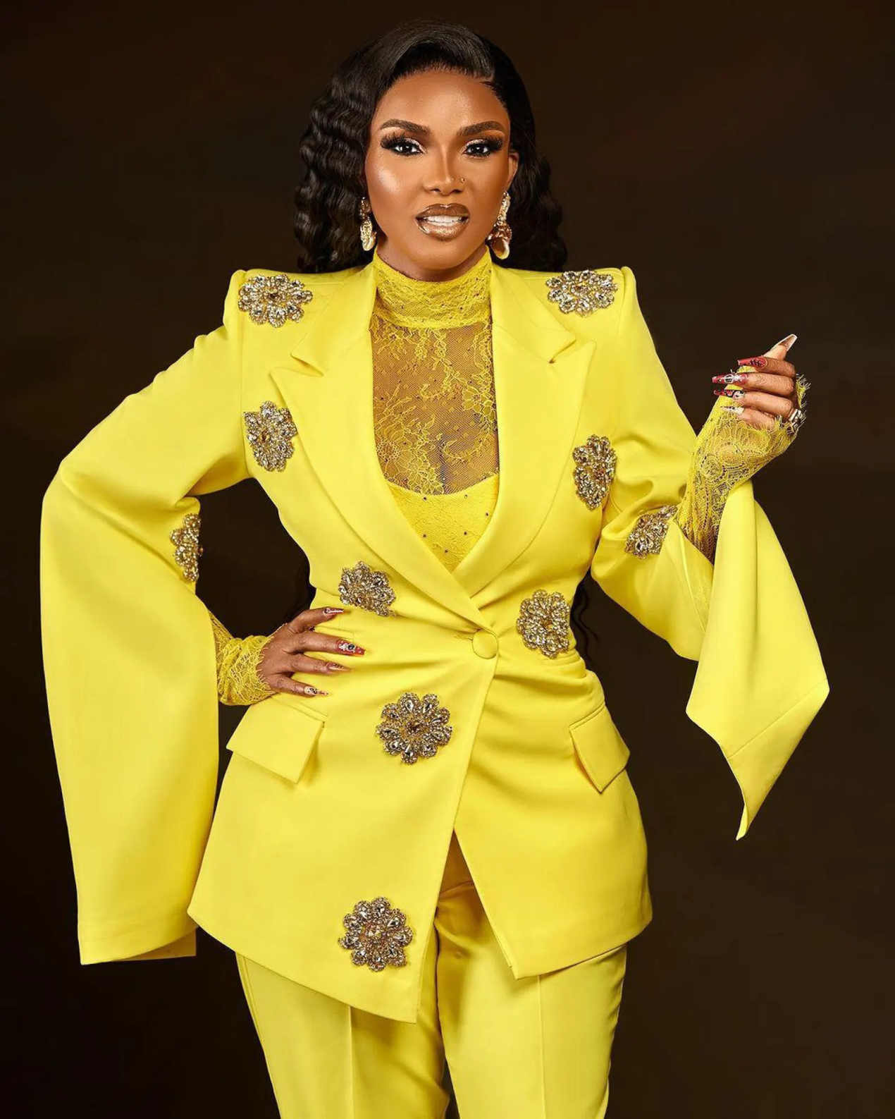 Bright Women Suits Peaked Lapel Single Breasted Bride Blazer Fashion 2 Piece Set Jacket Pants Mother Pants Suit Customized