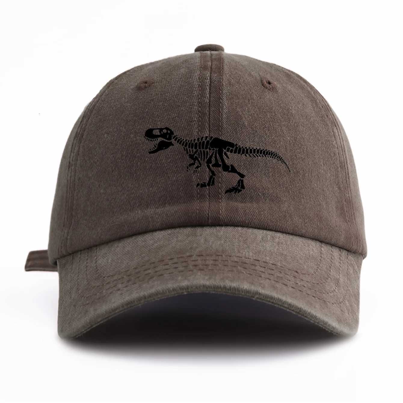 1pc Black T Rex Print Washed Baseball Cap for Adults Minimalist Retro Style Casual Soft Adjustable Dad Hat Perfect As Gift S260306