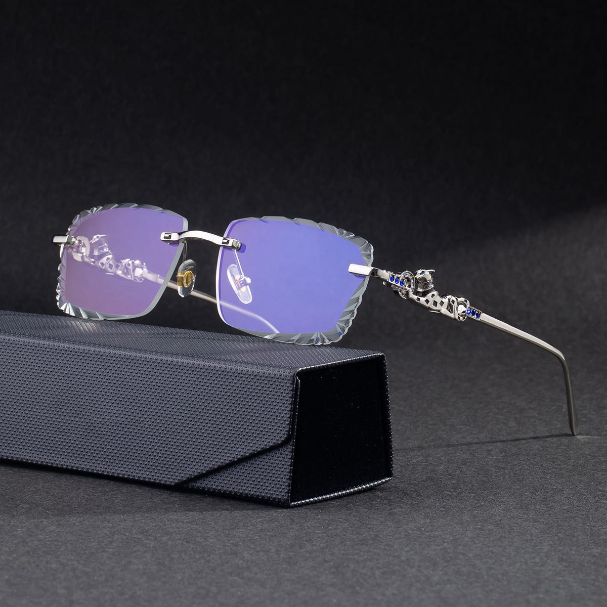 2026 New Outdoor Bicycle Sunglasses European And American Fashion Square Frameless Men's Leopard Pattern Trendy Designer Sunglasses Wholesale Wit