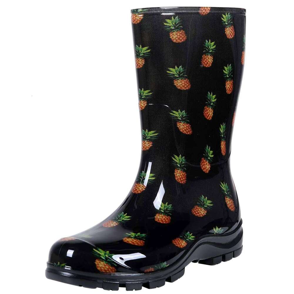 Litfun Summer For Women Fashion Printed Rain Outdoor Work Anti-Slip Waterproof Boots Comfortable Rubber Shoes