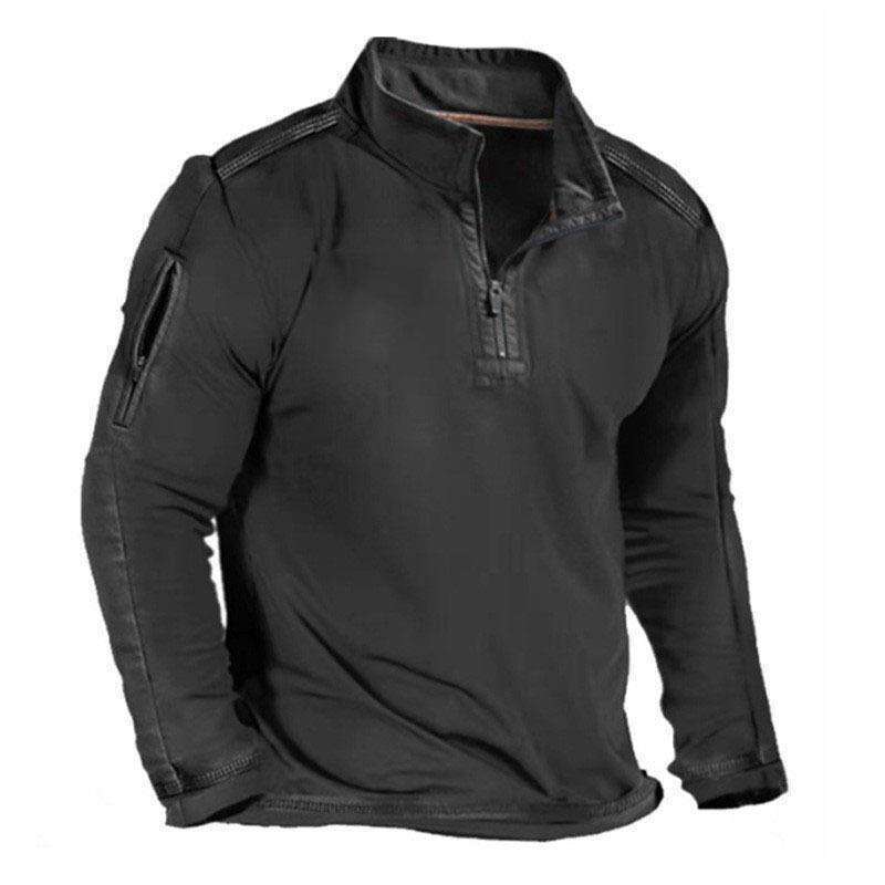 2026 Spring Autumn European and American Men's Clothing Export Independent Station T-Shirt Outdoor Zipper Pocket Long Sleeve Sweatshirt