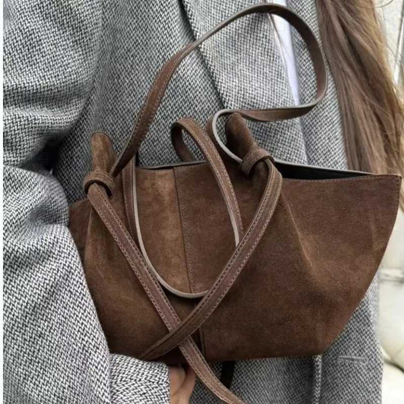 Faux Suede Womens Tote Bag Large Capacity Shoulder Bag Designer Handbag Wing-shaped Storage Bag Chic Frosted Shoppingbag H260306