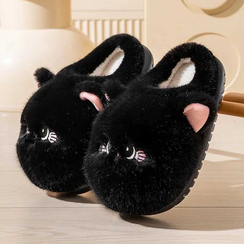 New shaggy slippers that look like your cat womens fluffy outdoor kitty sliper woman fuzzy kitten mules winter warm house shoes S260305