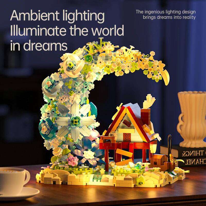 Creative Micro Particle Moon Flower and Tree House Building Blocks Exquisite Desktop Decoration Gift For Kids Z260305