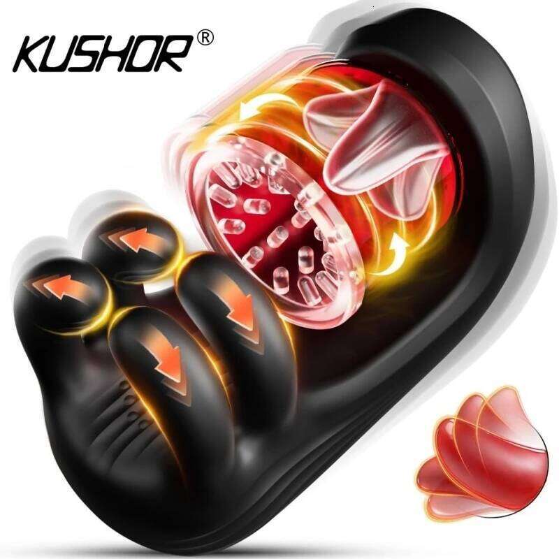 KUSHOR Blowjob Male Masturbator Tongue Rotating Glans Stimulater Penis Trainer Oral Masturbators Vibrator Sex Toys for Men W260305