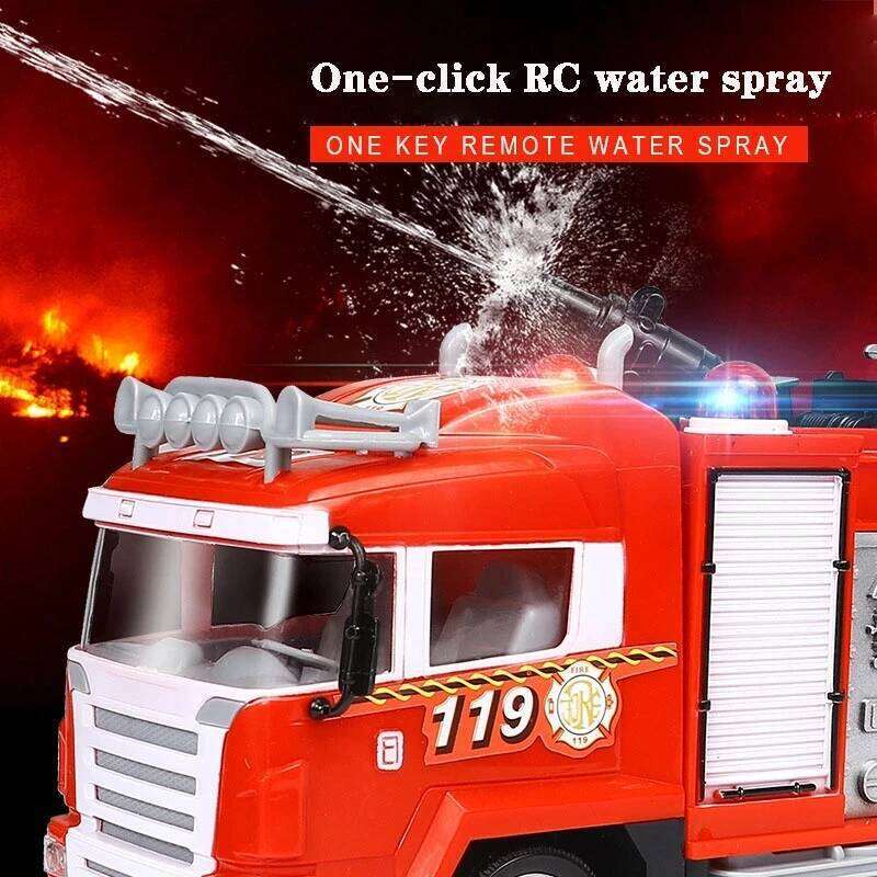 Large Size Fall Resistant Electric Remote Control Fire Truck Set Children Simulation Sprinkler Engineering Car Boy Toy Gift C260305