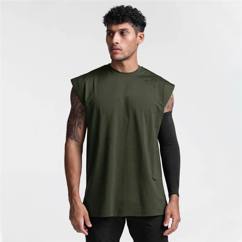 Mens Fitness Running Breathable Exercise Tank Top Sports Casual Sleeveless T-shirts Gym Clothing 260306