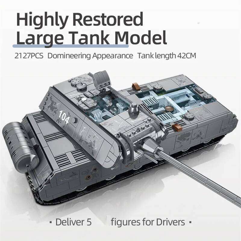 2127PCS WW2 Military Series Large German Rat Heavy Tank Building Blocks Model Sets MOC Army Weapon Bricks Kids Toy Boys Gifts Z260306