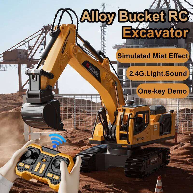 New 1/16 RC Excavator Truck Alloy 12CH Engineering Vehicle Sound Lighting 360 Degree Rotation Car Kids Toys Boy Birthday Gift C260305