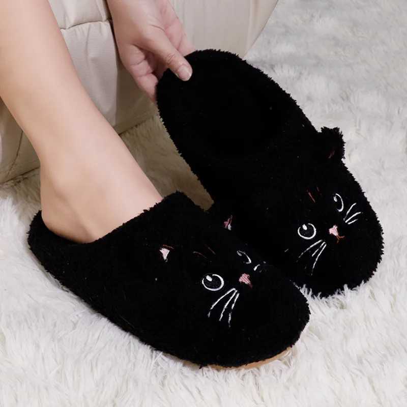 Cute Cat Slippers Fluffy Furry Women Indoor Shoes Cartoon Cute Girls Slippers Bedroom Anti-slip Soft Sole Comfortable Home Shoes S260305