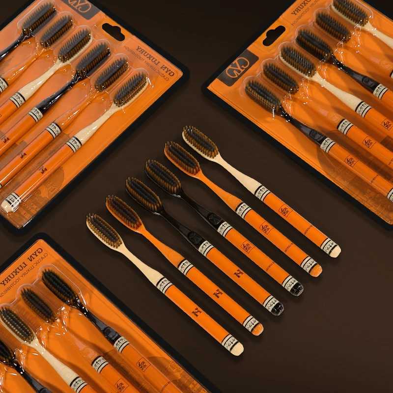 This 6-piece set of GYN Classic Knight Orange toothbrushes features soft bristles making it an essential travel and household item.T260306