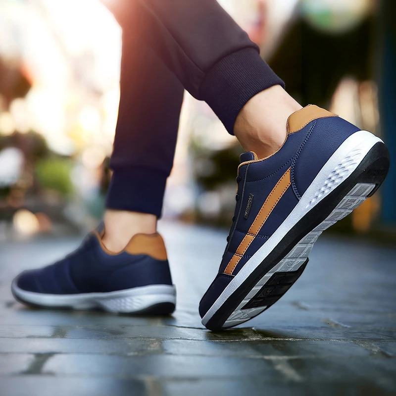 Leather Men Shoes Sneakers Trend Casual Shoe Italian Breathable Leisure Male Sneakers Non-slip Footwear Men Vulcanized Shoes 260227