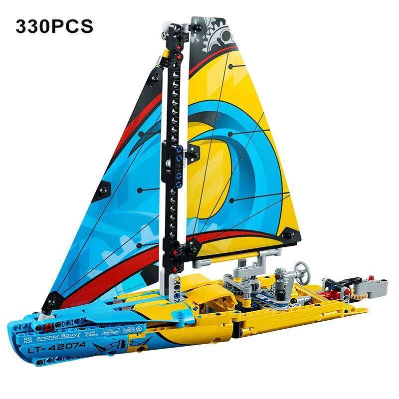 330PCS Technical Racing Yacht Building Blocks MOC Assemble Bricks Boat 2in1 Deformation Toys Gift For Kids Boy Z260305