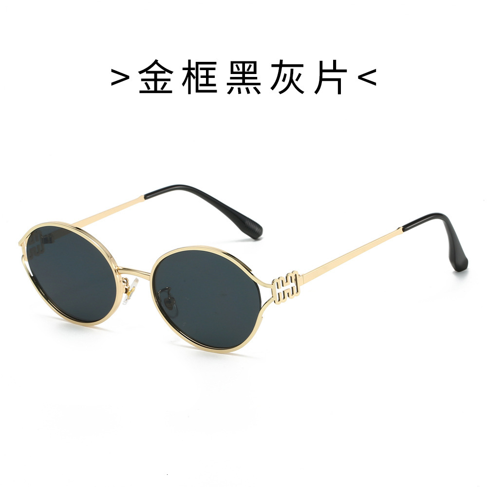 25 new frame metal sunglasses for women, fashionable and high-end, anti-blue light, round frame, unique design