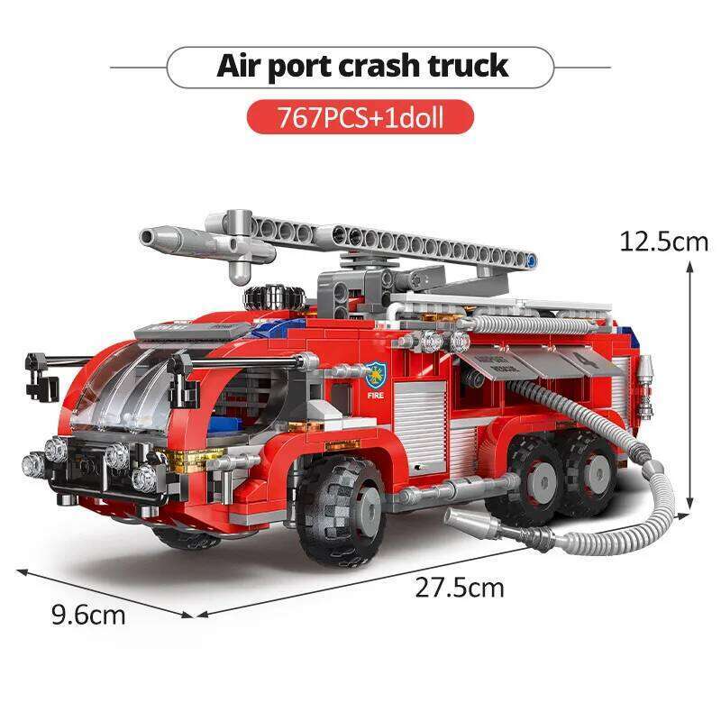 Simulation City Firefighter Rescue Engineering Vehicle Movable Building Block Fire Truck Model Kit Children Assembled Toy Gift Z260305