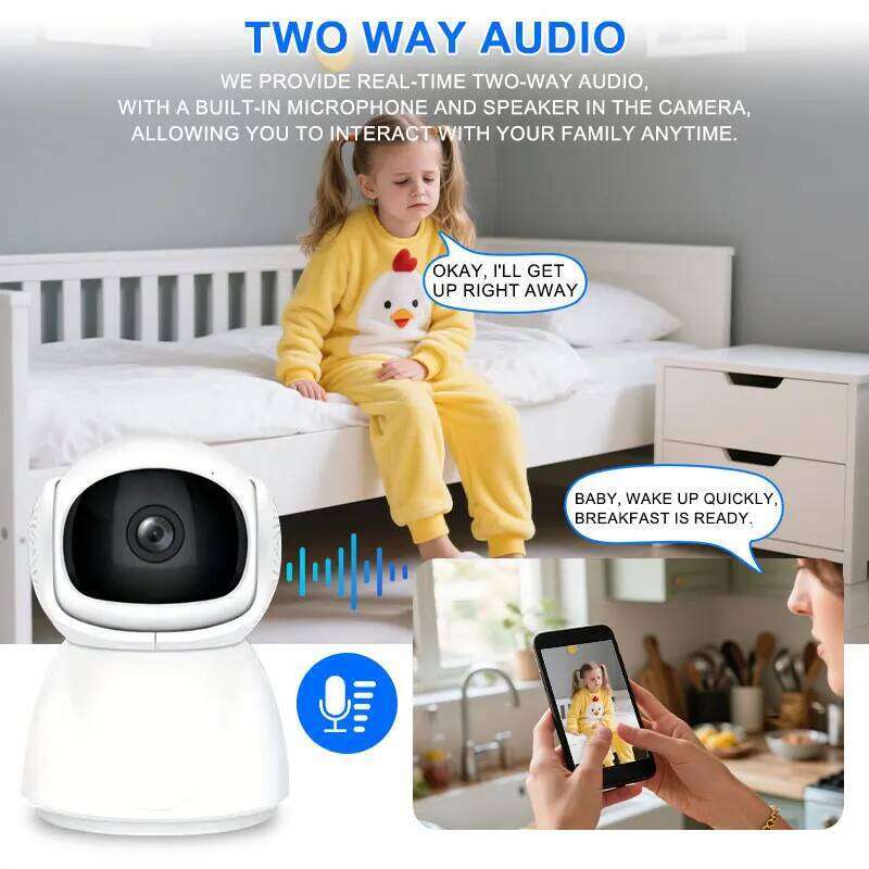 4K HD 2MP WiFi Smart Home Two-Way Voice AI Detection Auto-Tracking Security Baby Monitor Indoor Wireless IP Surveillance Camera 26W0306