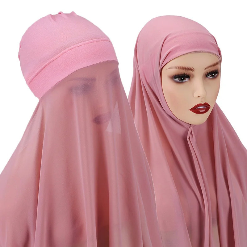 Muslim Women Bonnet Chiffon Shawl Instant Under scarf Cap Islam Inner Scarf Headband Stretch Hijab Cover Headwrap Turbante 260304