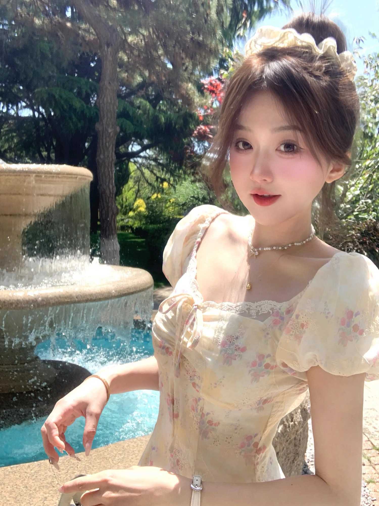 Summer 2025 Y2K Sweet Floral Print Womens Mini Dress Elegant Casual Chic A-Line Slim Birthday Clothes Female New Cute Vestidos X260306
