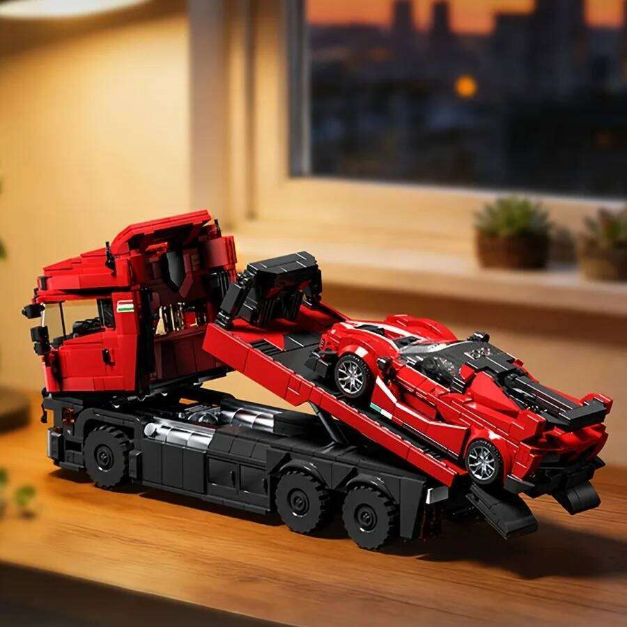1728pcs Classic RV And Matching Sports Car Combo Trailer Building Blocks MOC Model Set, Boys' educational Toy Birthday Gift Z260305