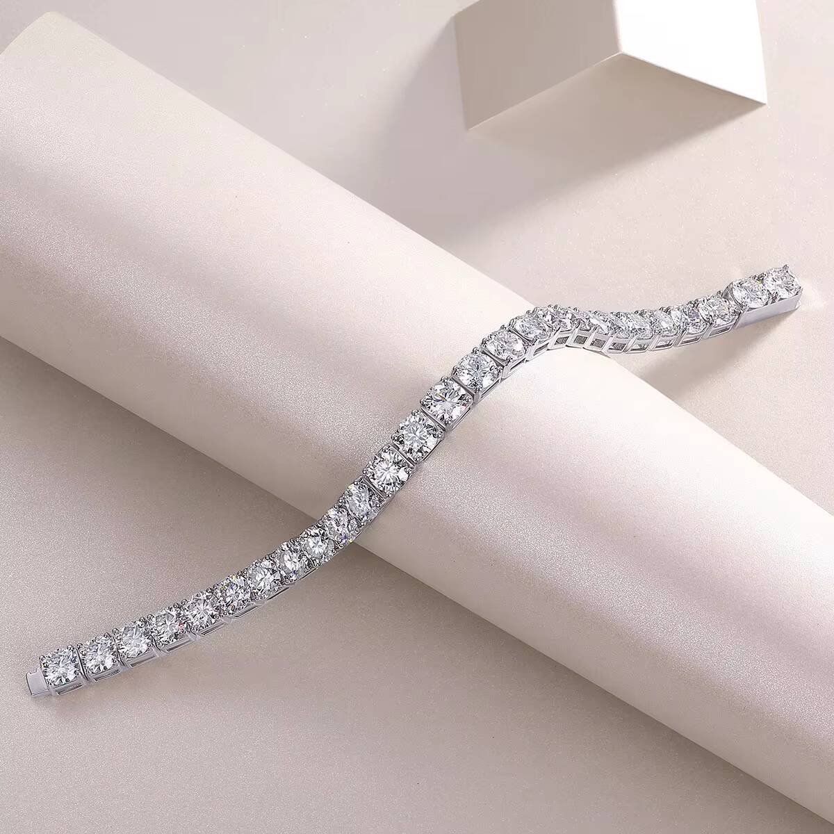 65mm White 925 Sterling Silver VVS Moissanite Diamond Cuban Link Chain Bracelet Iced Out Mossanite Jewelry Men Women Bracelet