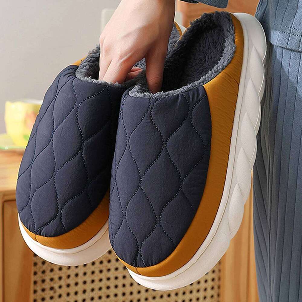 Litfun Warm House slippers Indoor Anti-slip Winter Fluffy Slides For New Waterproof Short Plush Men Cotton Shoes
