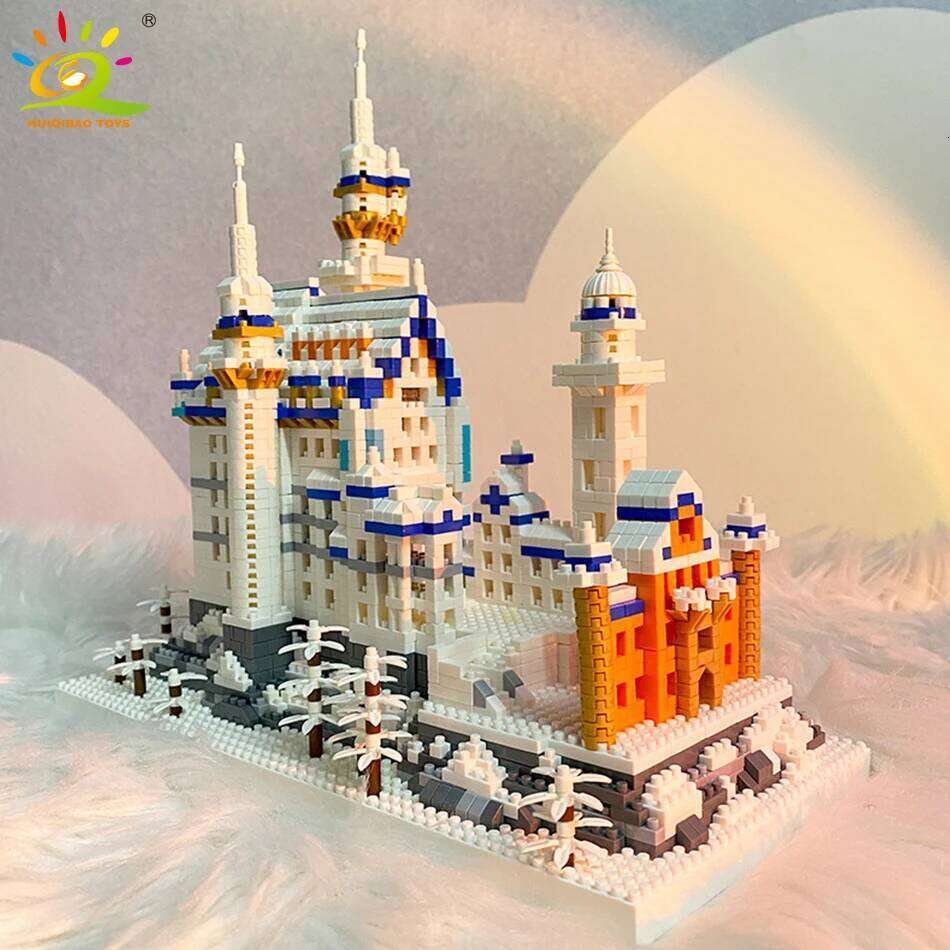HUIQIBAO 3000pcs Swan Stone Castle Architecture Model Micro Building Blocks City Street View Mini Diamond Bricks Children Toys Z260306
