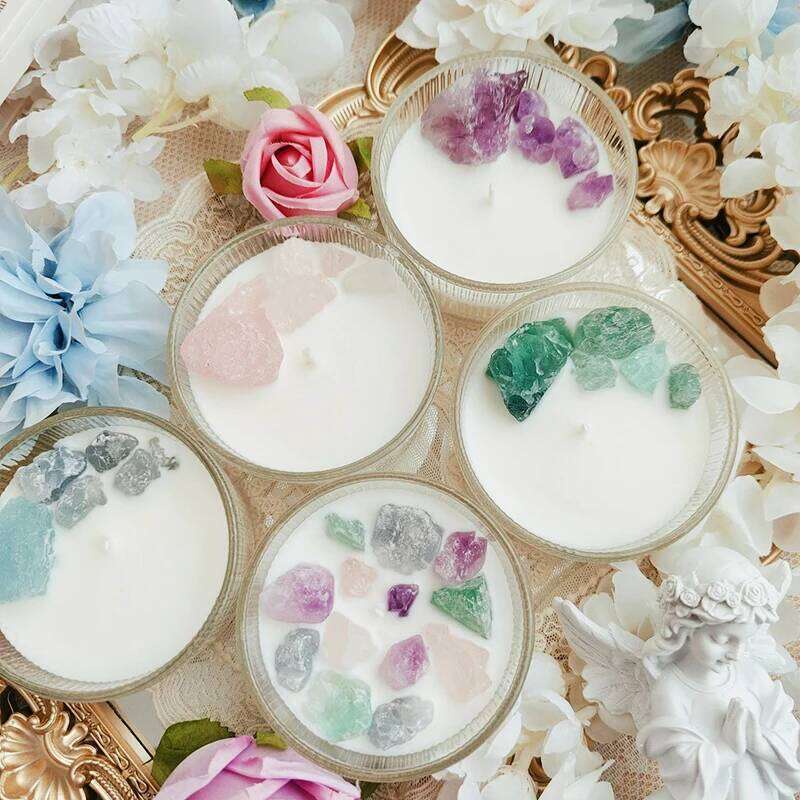 Handmade Crystal Stone Scented Candles Gift Set Soybean Wax Energy Candle Glass Fragrance Home Decor And Scents W260304 W260305