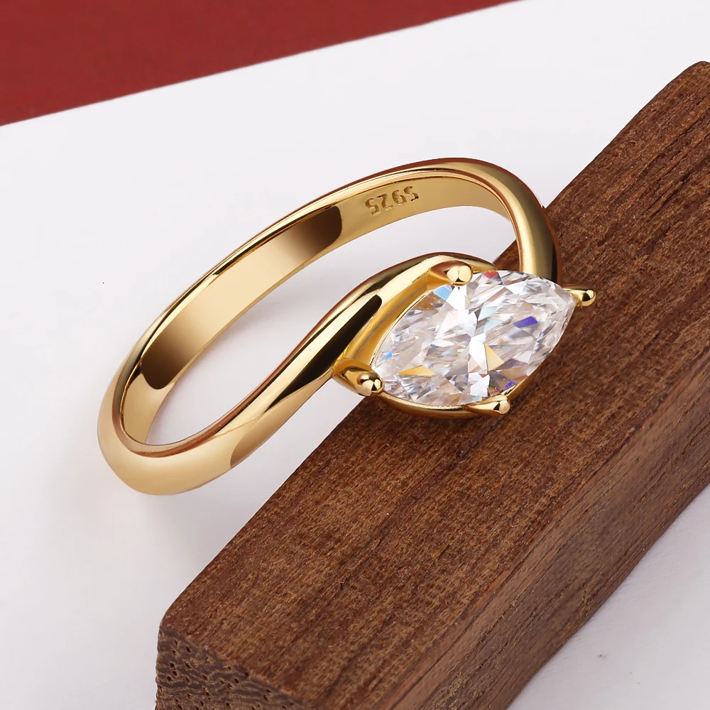 BXINY 1/2CT Marquise Ring S925 Silver 18K Gold Plated for Women Men Solitaire Wedding Band Gift Fine Jewelry with GRA 260302
