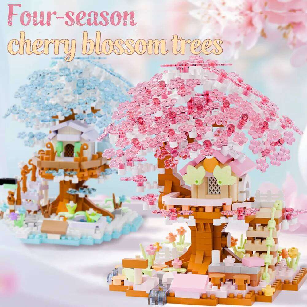 Four-Season Cherry Blossom Building Blocks Set DIY Tree House Model Crystal Flower Home Decor Gift Toys Z260305