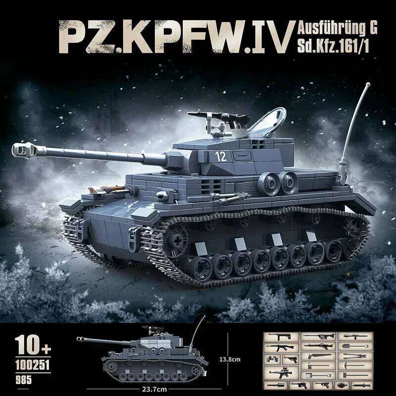 Military World War II German No. 4 Type G Tank Building Block Toy Collection Model Children For Christmas And Birthday Gifts Z260305
