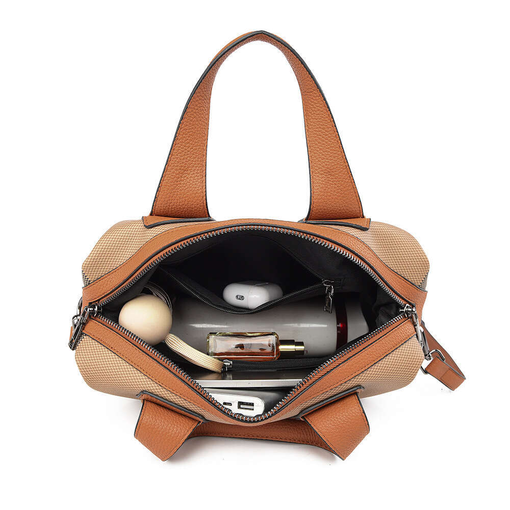 Women's handbag new fashion Boston simple large-capacity women's plaid commuter bag for women cross-border