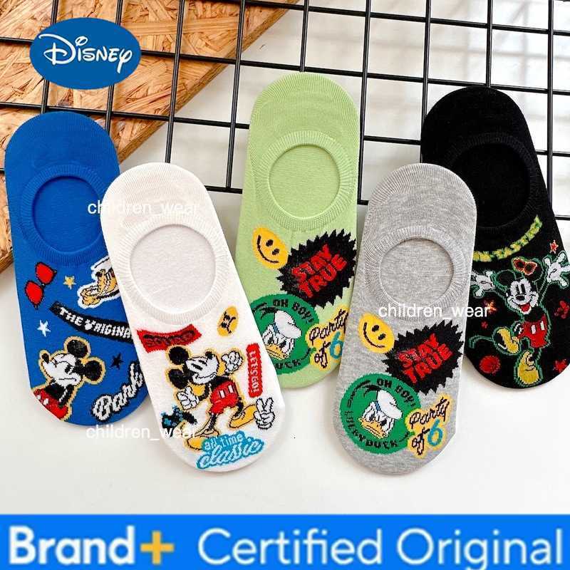Disney 5 Pairs Summer Mickey Cartoon Women Socks Mickey Donald Cotton Socks Kawaii Invisible Non-slip Short Sock Harajuku Cute Socks H260306