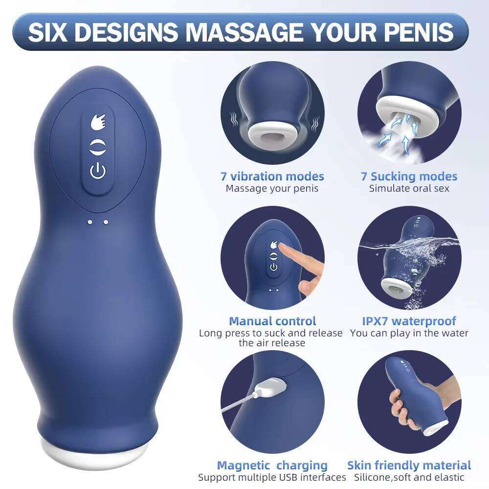 Automatic Sucking Male Masturbators Vacuum Training Cup Blowjob Orgasm Pocket Pussy Penis Glans trainer Adult Product W260305