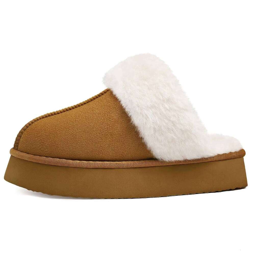 Litfun Winter Fluffy Women's Platform Non-slip Home Slides Warm Cotton Shoes Soft Sole Plush Lining Cozy Women Slippers