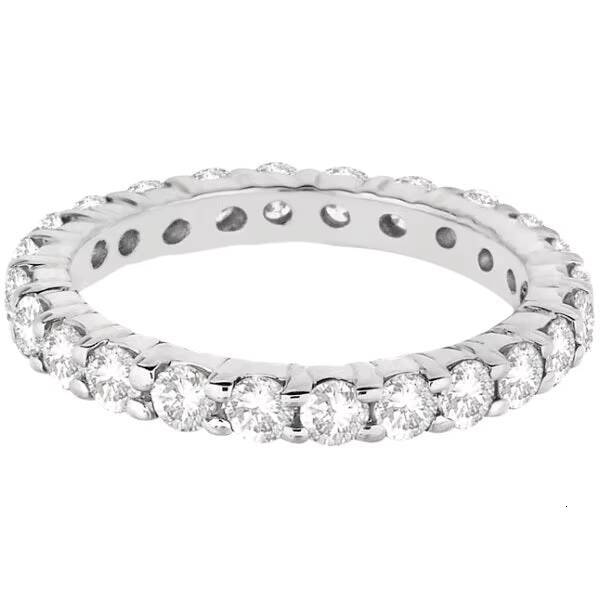 200ct White Gold Diamond Eternity Wedding Band Statement Ring with Cut Zircon Rhodium Plated Inlay Technology